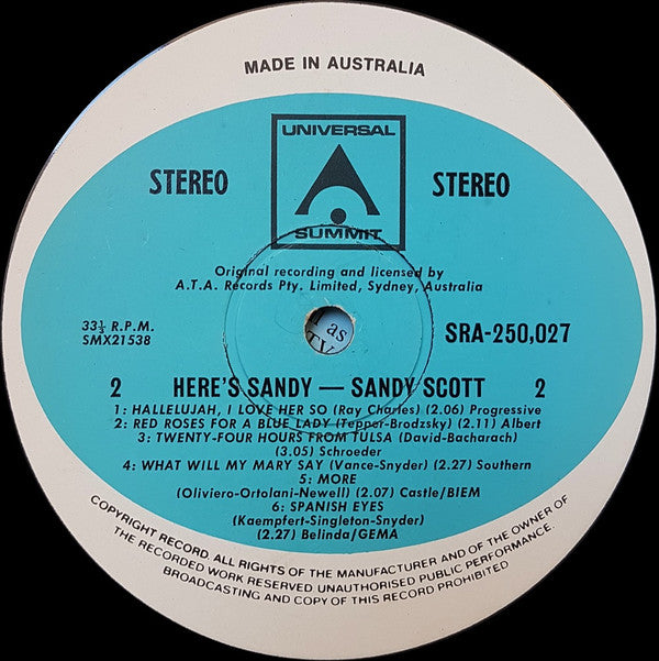 Sandy Scott (2) : Here's Sandy (LP, Comp)