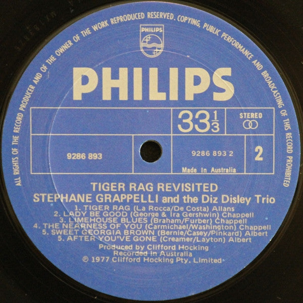 Stephane Grappelli* And The Diz Disley Trio : Tiger Rag Revisited (LP, Album)