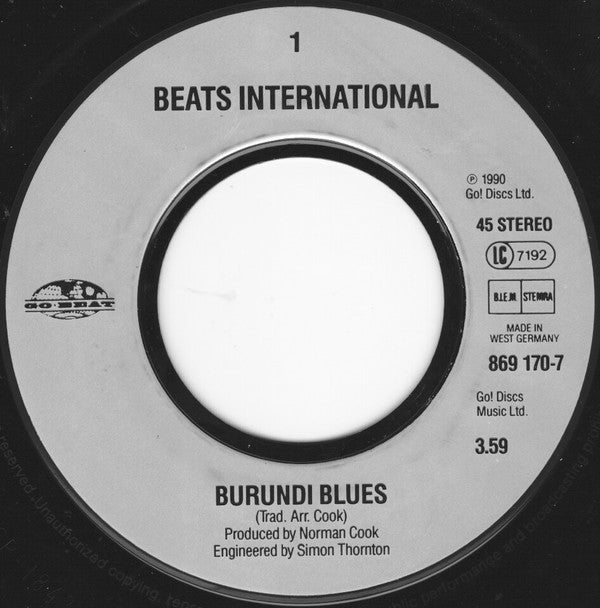 Beats International : Burundi Blues (7")