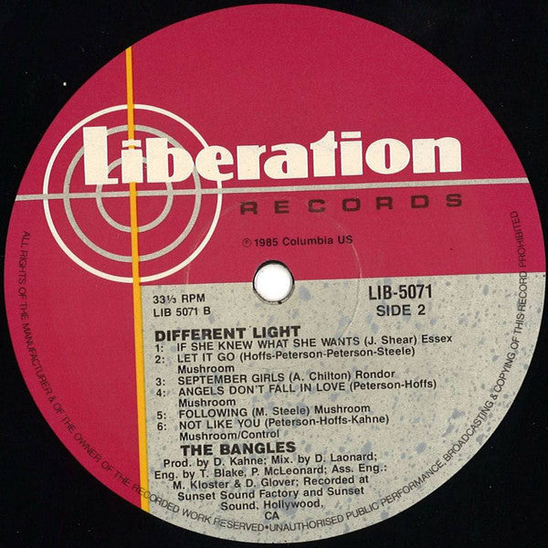 Bangles : Different Light (LP, Album)