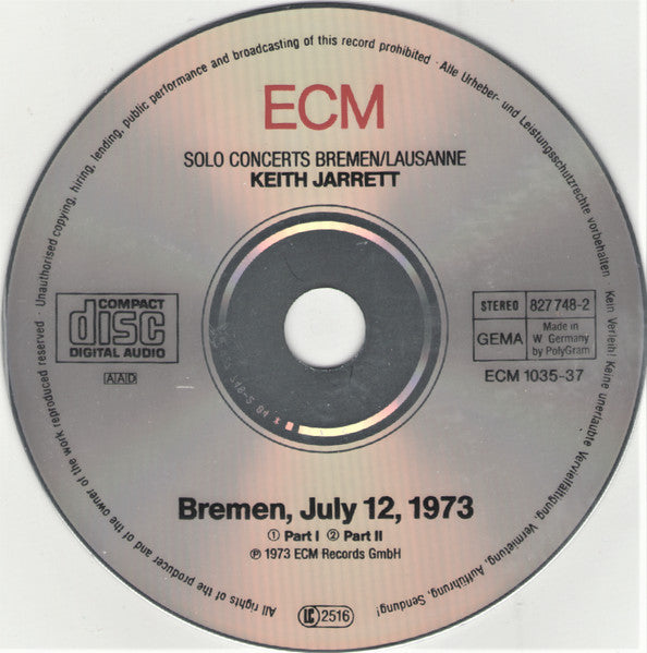 Keith Jarrett : Solo Concerts (Bremen / Lausanne) (2xCD, Album, RE)