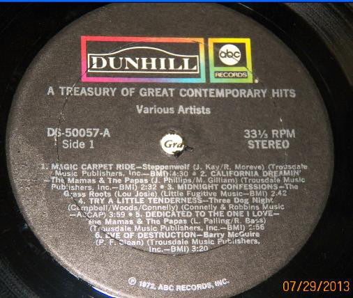 Various : A Treasury Of Great Original Hits (LP, Comp, RE)