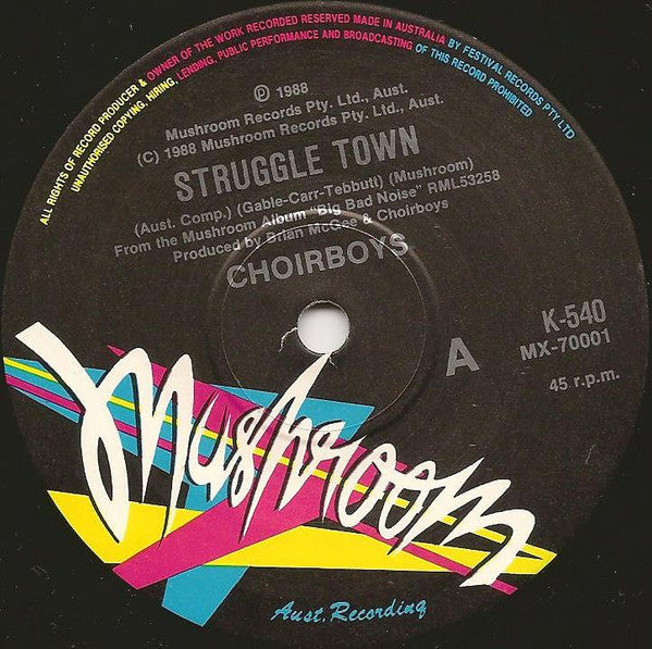 Choirboys : Struggle Town (7", Single, Ltd)