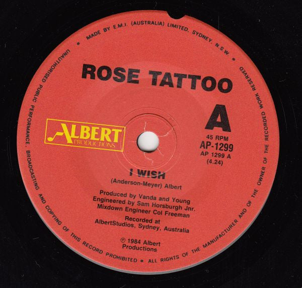 Rose Tattoo : I Wish (7", Single, RP)