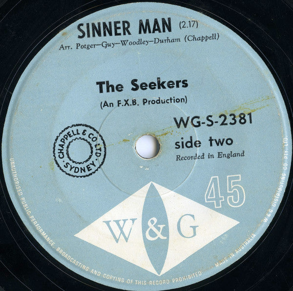 The Seekers : A World Of Our Own / Sinner Man (7", Single)