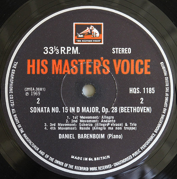 Ludwig van Beethoven, Daniel Barenboim : Sonatas No.15 In D, Op.28 ("Pastoral") / No.3 In C, Op.2 No.3 (LP)