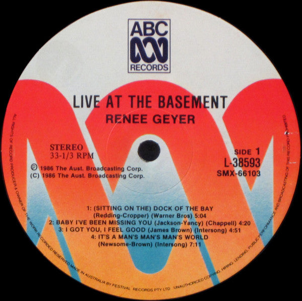 Renee Geyer : Live At The Basement (LP, Album)