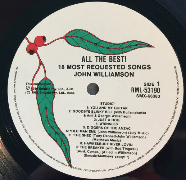 John Williamson : All The Best! (LP, Comp, RM, Gat)