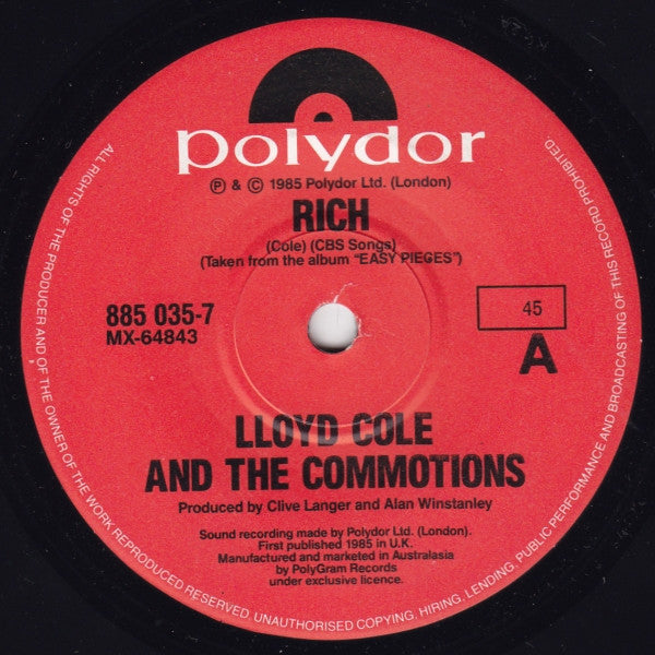 Lloyd Cole & The Commotions : Rich (7", Single)