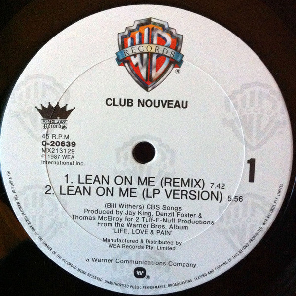 Club Nouveau : Lean On Me (Remix) (12")