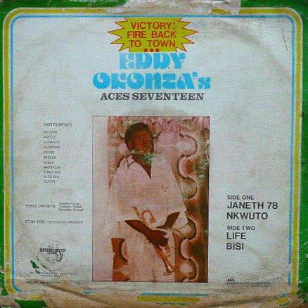 Eddy Okonta And The Aces : Victory: Fire Back To Town (LP, Album)