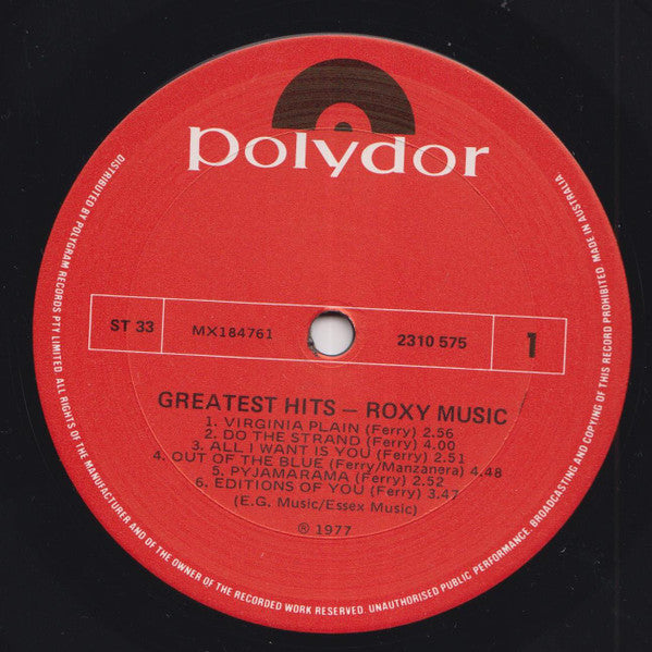 Roxy Music : Greatest Hits (LP, Comp)