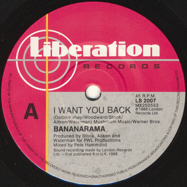 Bananarama : I Want You Back (7", Single)