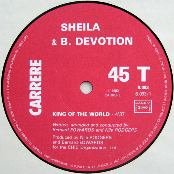 Sheila And B. Devotion* : King Of The World (12", Single)