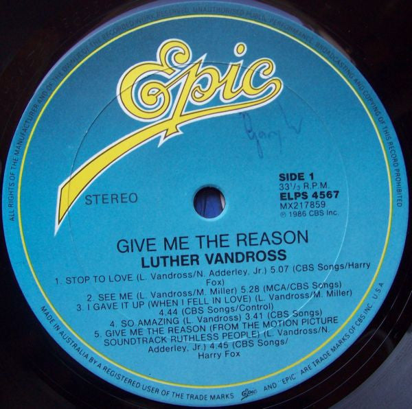 Luther Vandross : Give Me The Reason (LP, Album)