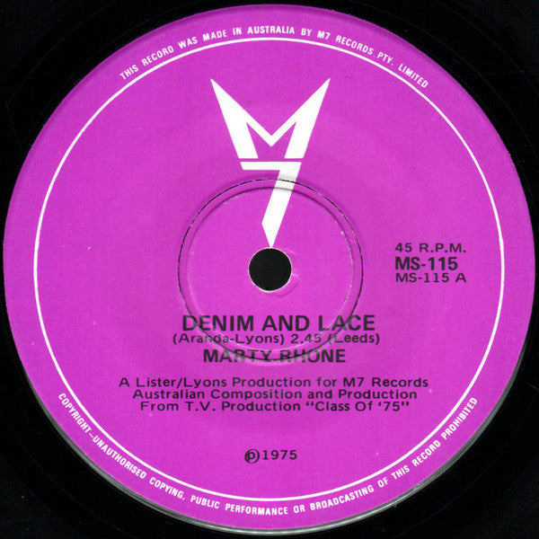 Marty Rhone : Denim And Lace (7", Single)