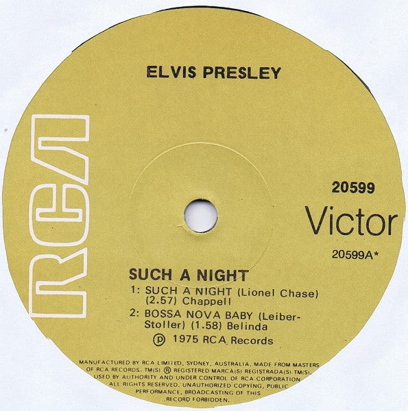 Elvis* : Such A Night (7", EP, RE)
