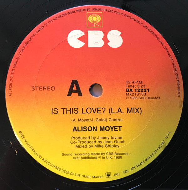 Alison Moyet : Is This Love? (12", Single)