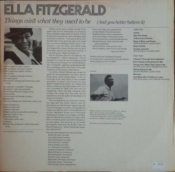 Ella Fitzgerald : Things Ain't What They Used To Be (And You Better Believe It) (LP)