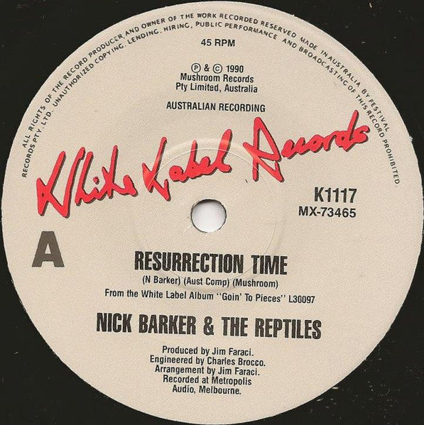Nick Barker And The Reptiles : Resurrection Time (7", Single, Ltd)