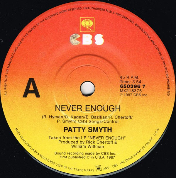 Patty Smyth : Never Enough (7")