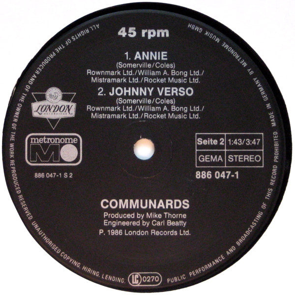 The Communards : Disenchanted (12", Maxi)