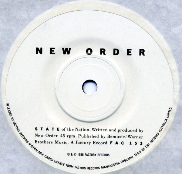 New Order : Bizarre Love Triangle / State Of The Nation (7", Single)