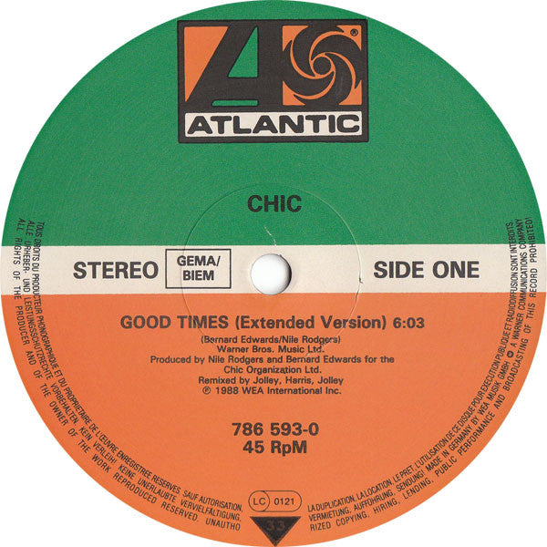 Chic : Good Times (New Remix '88) (12")