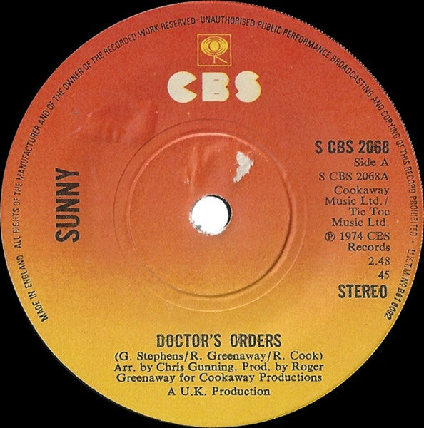Sunny Leslie : Doctor's Orders (7", Single)
