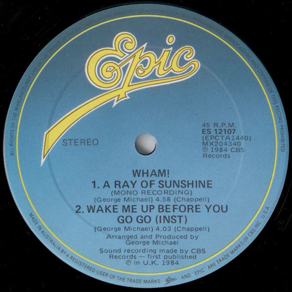 Wham! : Wake Me Up Before You Go-Go (12")