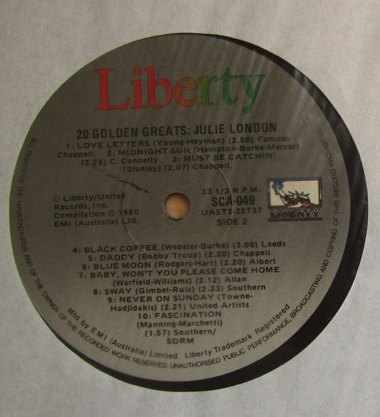 Julie London : Twenty Golden Greats (LP, Comp, RE)