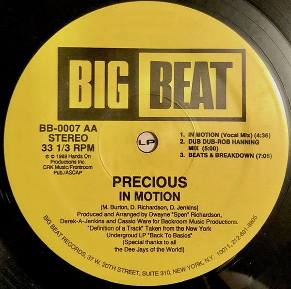 Precious : Definition Of A Track / In Motion (12")
