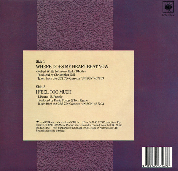 Céline Dion : Where Does My Heart Beat Now (7", Single)