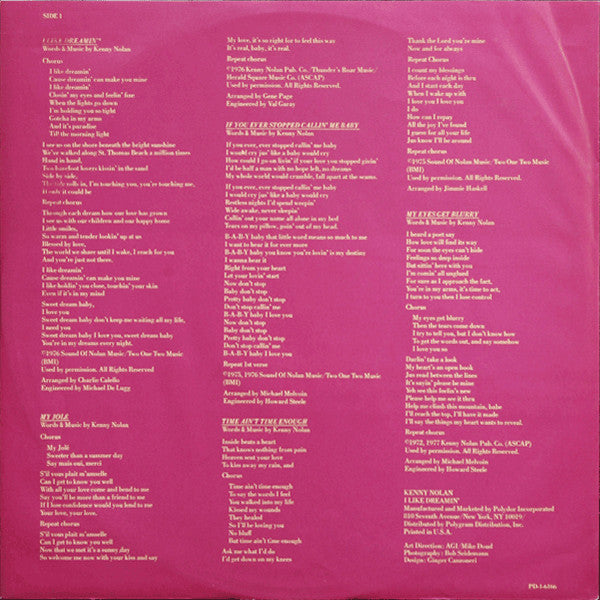 Kenny Nolan : I Like Dreamin' (LP, Album, Promo, RE, Pit)