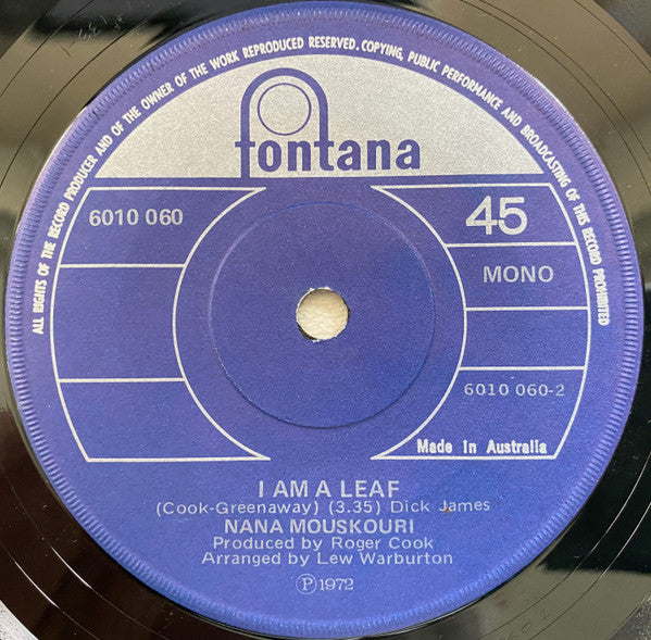 Nana Mouskouri : Four And Twenty Hours (7", Single, Mono)