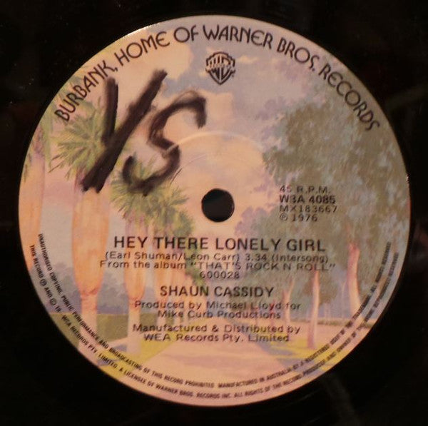 Shaun Cassidy : Hey There Lonely Girl (7", Single)