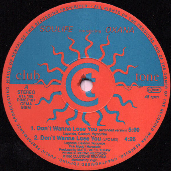 Soulife Introducing Oxana : Don't Wanna Lose You (12")