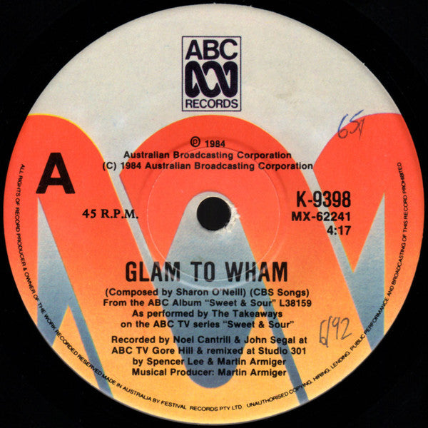 The Takeaways : Glam To Wham (7", Single)