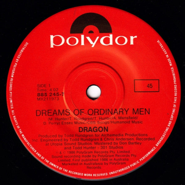 Dragon (5) : Dreams Of Ordinary Men (7", Single)