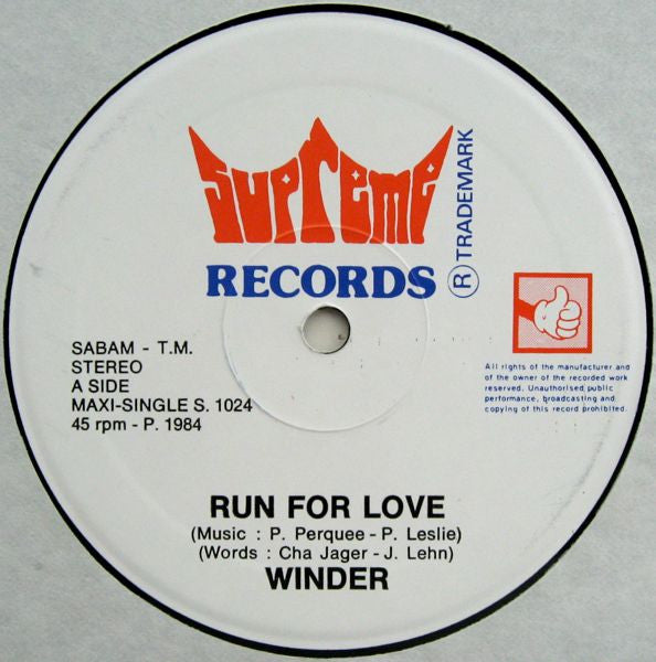 Winder : Run For Love (12", Maxi)