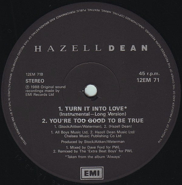 Hazell Dean : Turn It Into Love (12", Single)