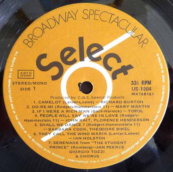 Various : Broadway Spectacular Vol. 1 (LP, Comp, Mono)