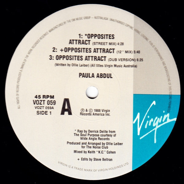 Paula Abdul : Opposites Attract (12", Single)