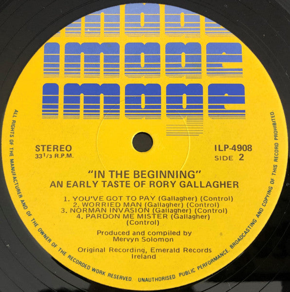 Rory Gallagher : In The Beginning - An Early Taste Of Rory Gallagher (LP, Album)