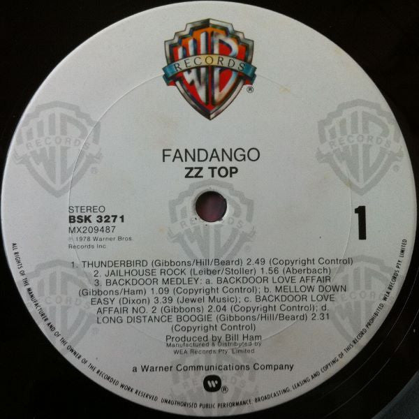 ZZ Top : Fandango! (LP, Album, RE)