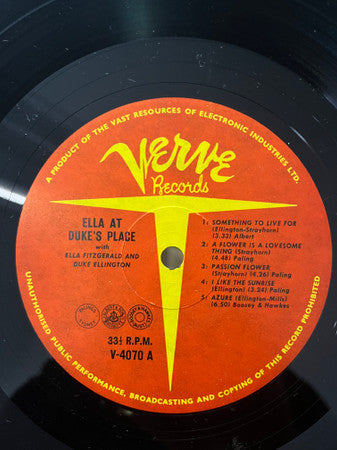 Ella Fitzgerald And Duke Ellington : Ella At Duke's Place (LP, Album)