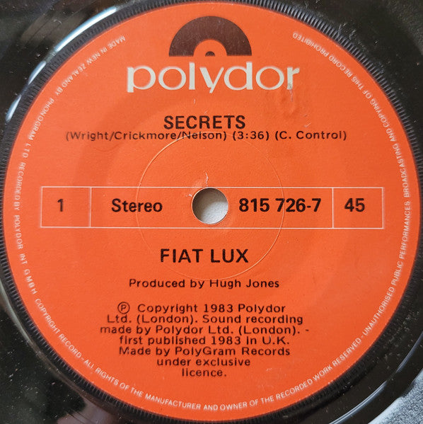 Fiat Lux : Secrets (7", Single)