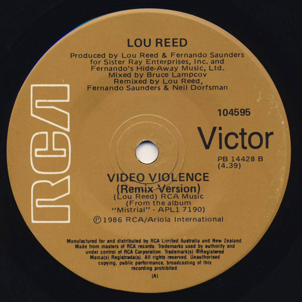 Lou Reed : The Original Wrapper / Video Violence (7", Single)