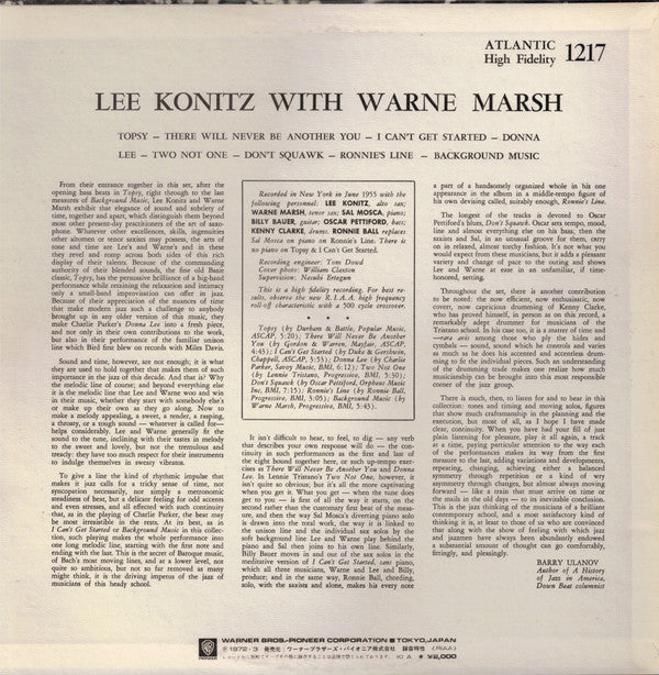 Lee Konitz With Warne Marsh : Lee Konitz With Warne Marsh (LP, Album, Mono, RE)