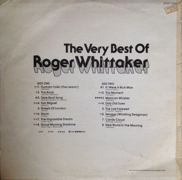 Roger Whittaker : The Very Best Of Roger Whittaker (LP, Comp)